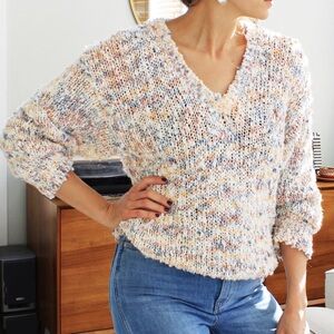 Vintage 90s Peach Pastel Popcorn Sweater